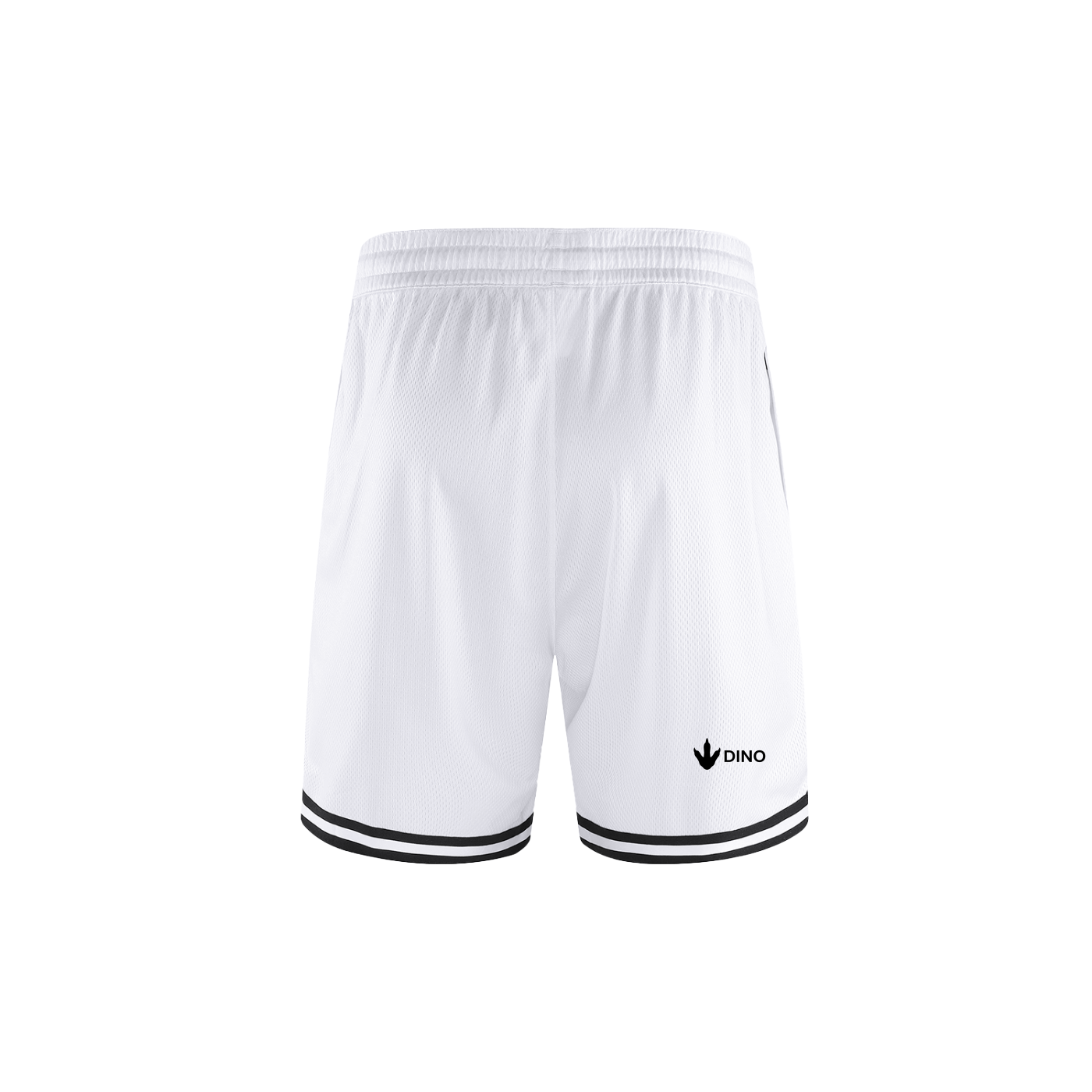White Paleo Planet Classic Stripe Trim Basketball Shorts